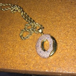 Odd Future Gold Necklace With Donut Crystal Charm